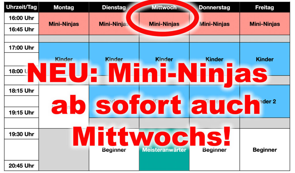 Mini-Ninjas - jetzt auch mittwochs